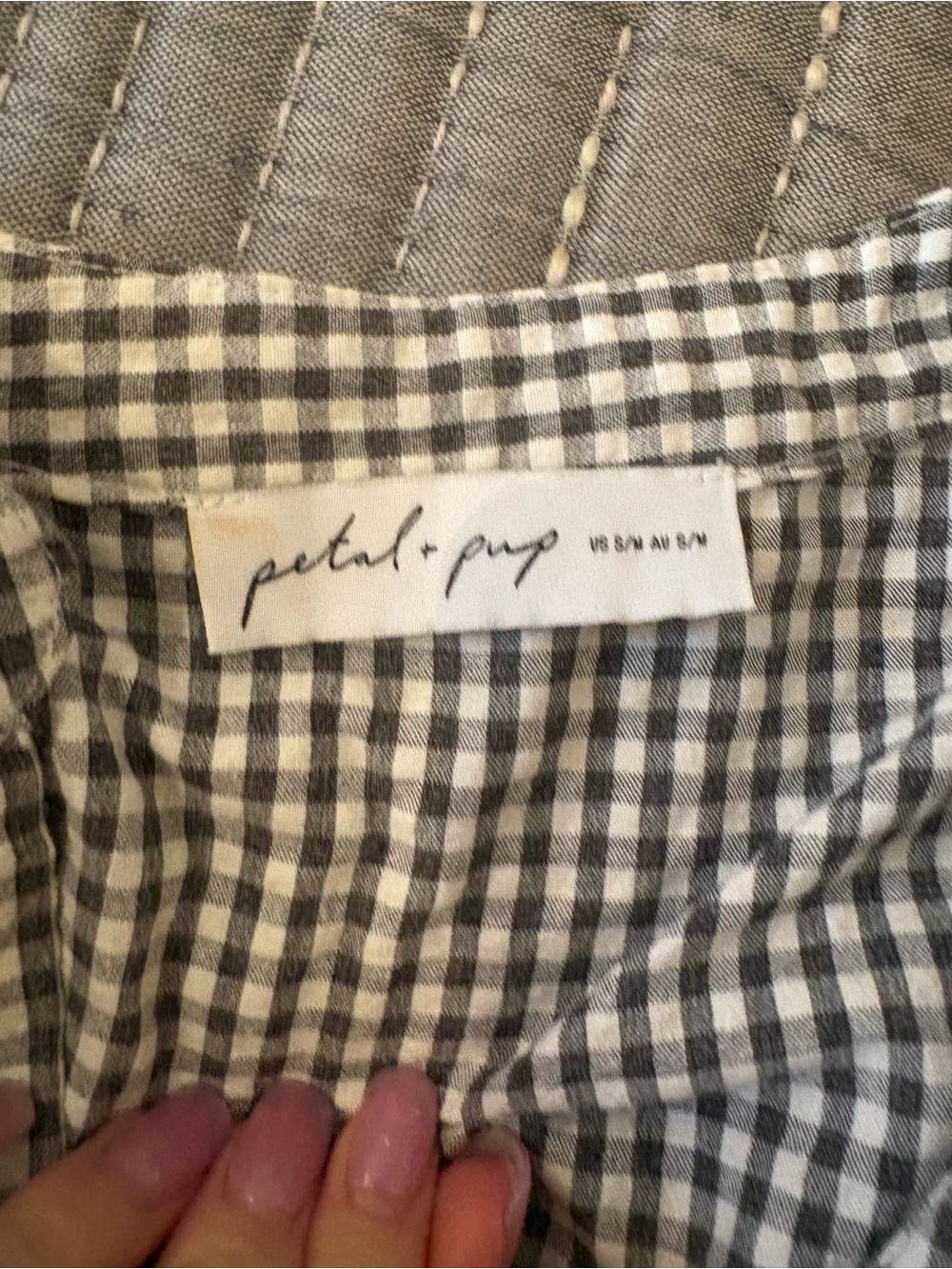 Gingham Button-Front Women’s Dress in Black and White - Picture 2 of 3